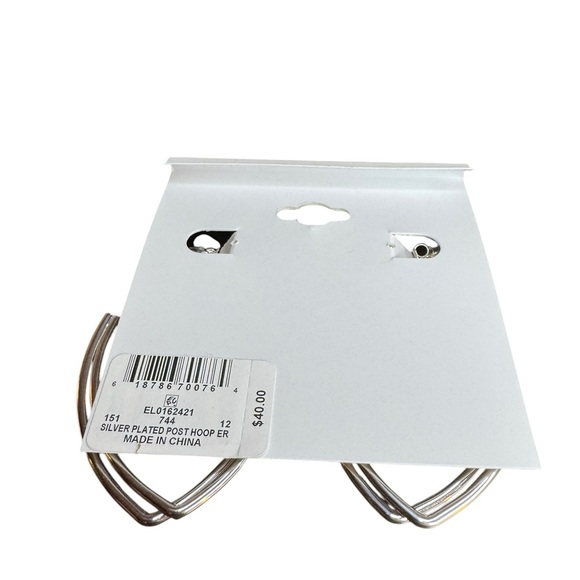 Silver Plated Hoop Earrings by And Now This - Picture 2 of 3